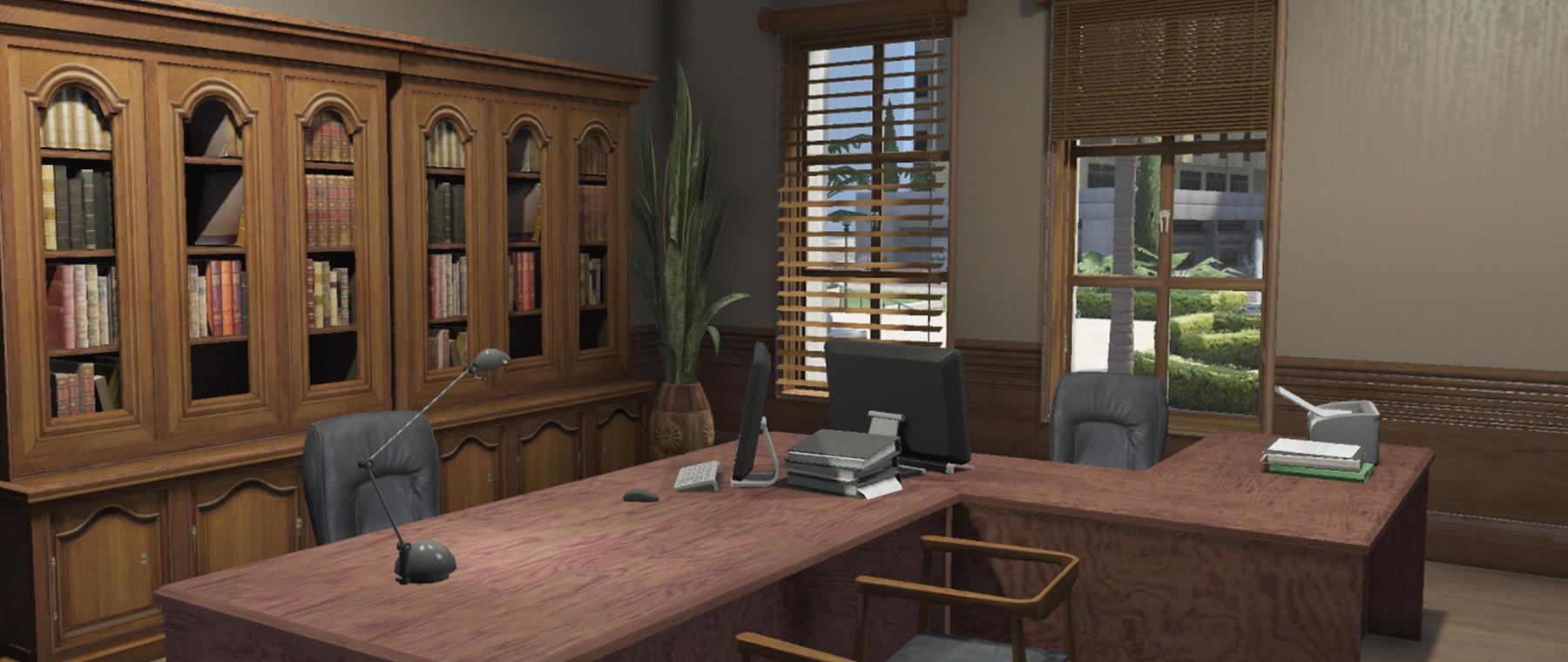 Holzvertäfeltes Amtszimmer im Rathaus von Los Santos