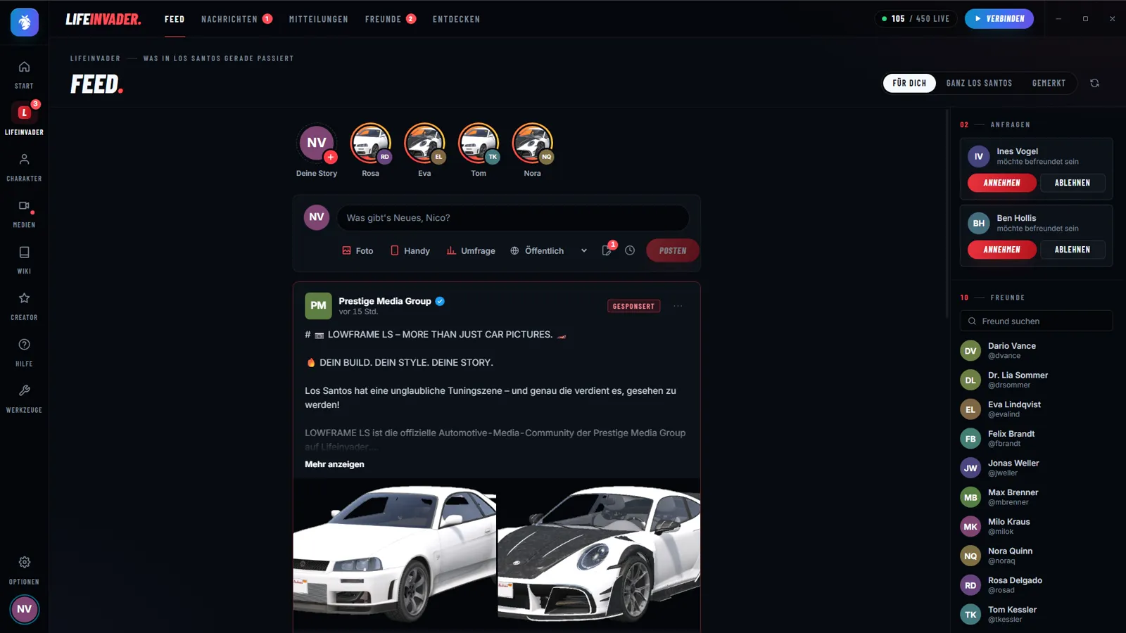 iPeach: Lifeinvader im Launcher